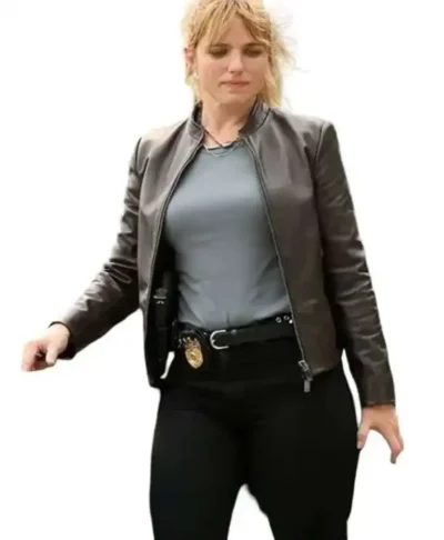 Jacqueline Byers NCIS NY 2026 Brown Leather Jacket