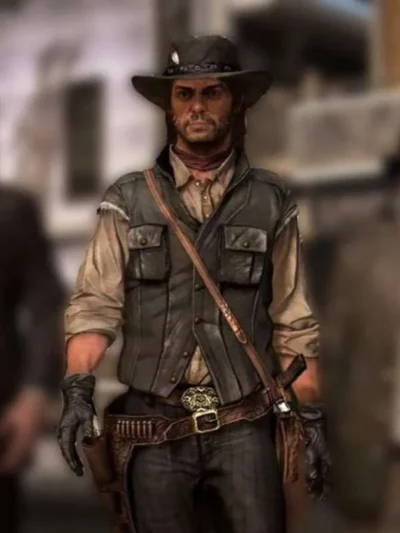 John Marston Red Dead Redemption 2 Black Leather Vest