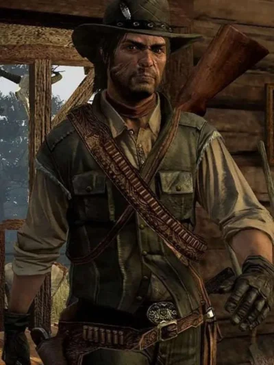 John Marston Red Dead Redemption 2 Black Leather Vest