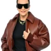 Juliette Binoche Paris Fashion Week Leather Jacket