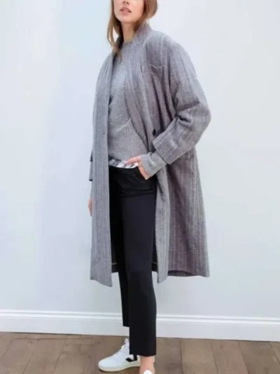 Kaley Cuoco The Flight Attendant Gray Coat