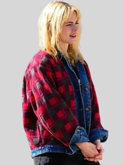 Kristen Stewart Reversible Plaid Denim Jacket