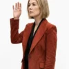 Ladies First 2026 Rosamund Pike Suede Blazer