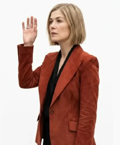 Ladies First 2026 Rosamund Pike Suede Blazer