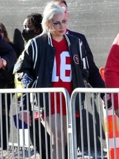 Lady Gaga Super Bowl Black Varsity Jacket