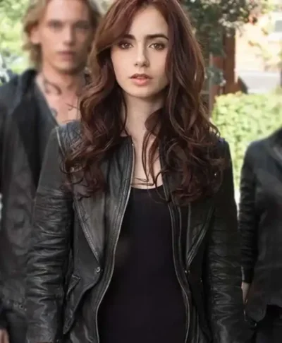 Lily Collins Mortal Instruments City of Bones Leather Jacket