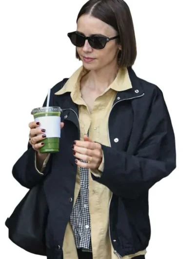 Lily Collins Paris 2026 Black Jacket