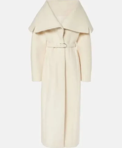 Lucky S01 Anya Taylor-Joy White Belted Coat
