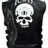 Men’s Skull Logo Black Leather Vest