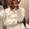 Michael Rubin White Party Lil Baby White Denim Jacket
