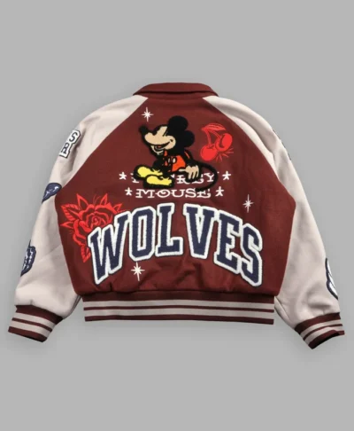 Mickey Mouse Wolves Club Maroon Varsity Jacket