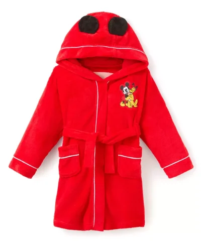 Mickey Pluto Red Hooded Bathrobe