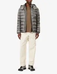 Moncler Hooded Quilted Brown Down Puffer Jacket
