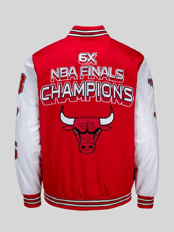 Chicago Bulls NBA Champs Red Varsity Jacket - Image 4