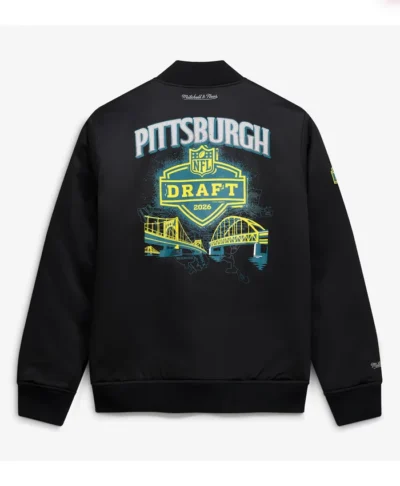 NFL Draft 2026 Black Satin Bomber Jacket