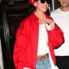 NYC 2026 Dua Lipa Red Leather Jacket