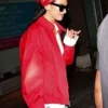 NYC 2026 Dua Lipa Red Leather Jacket