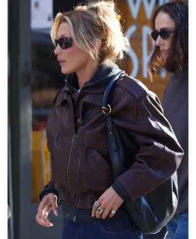 NYC Bella Hadid Brown Leather Jacket