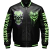 Neon Skull Streetwear Punk Leather Varsity Jacket