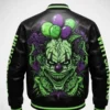 Neon Skull Streetwear Punk Leather Varsity Jacket