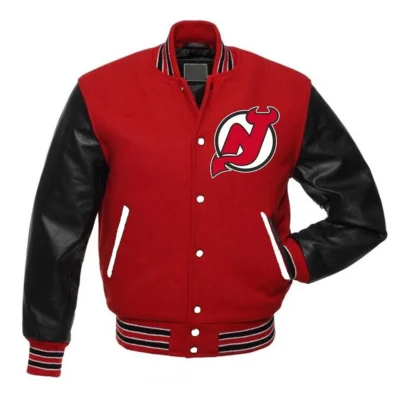 New Jersey Devils Red and Black Varsity Jacket