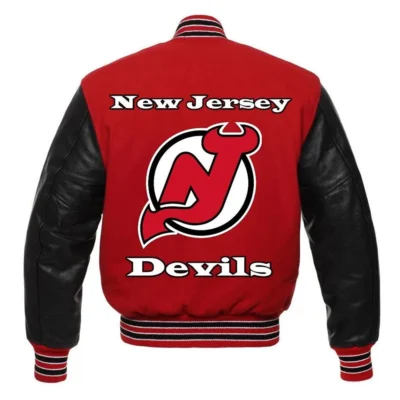 New Jersey Devils Red and Black Varsity Jacket