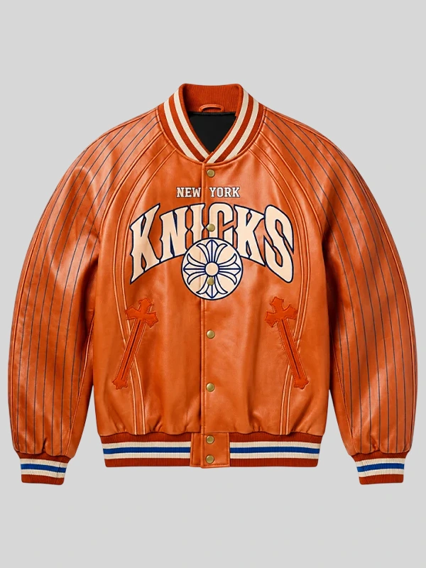 New York Knicks Chrome Hearts orange Varsity Jacket
