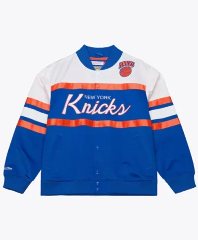 New York Knicks Mitchell & Ness Royal Satin Jacket