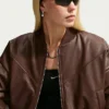Nike Classic Brown Leather Bomber Jacket