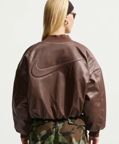 Nike Classic Brown Leather Bomber Jacket