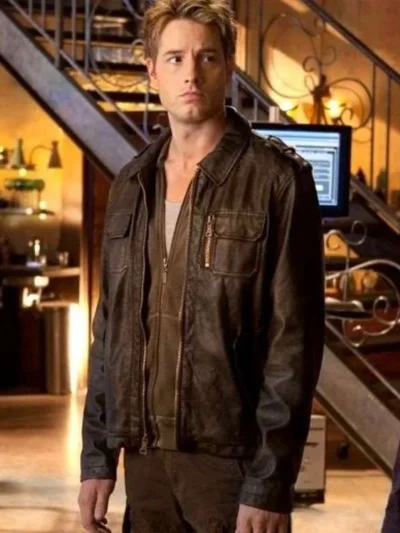 Oliver Queen Smallville Black Leather Jacket
