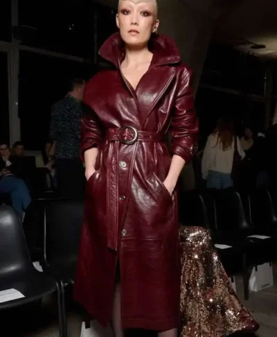 PFW 2026 Pom Klementieff Leather Trench Coat