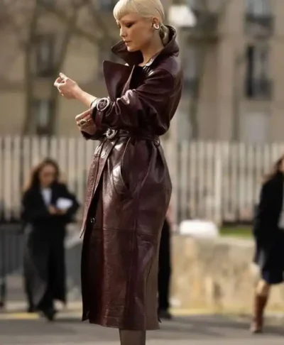PFW 2026 Pom Klementieff Leather Trench Coat