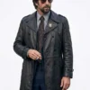Pablo Schreiber Black Leather Coat