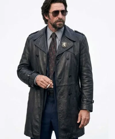 Pablo Schreiber Black Leather Coat