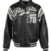 Pelle Pelle Encrusted Black Leather Varsity Jacket