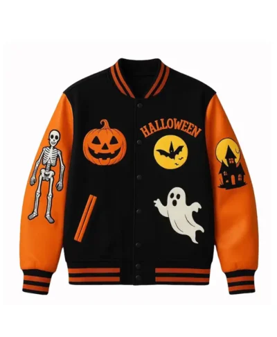 Pumpkin Ghost Varsity Jacket
