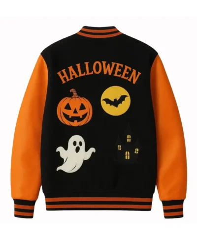 Pumpkin Ghost Varsity Jacket
