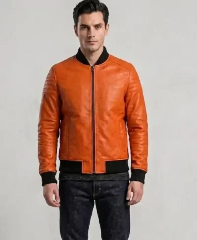 Pumpkin Orange Leather Jacket