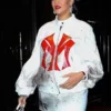 Rihanna NYC White Bomber Jacket