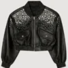 Sandro Women’s Crystal Studded Leather Jacket