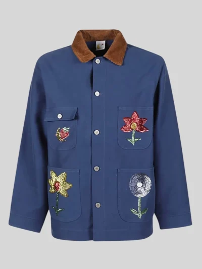 Sequin Embroidered Denim Chore Coat