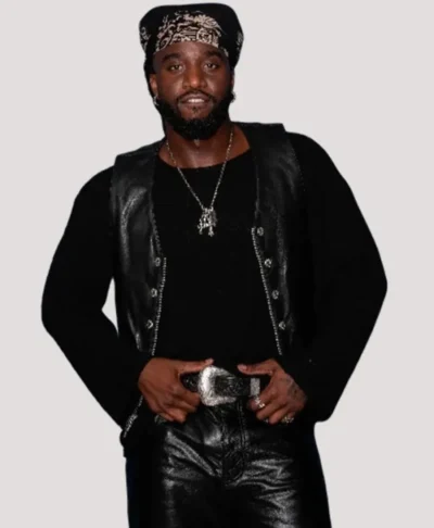 Shaboozey The Tonight Show Black Leather Vest