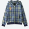 Shinzo Turquoise Plaid Zip Up Hoodie