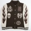 Skull Cross Embroidered Varsity Jacket