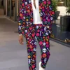 Skull Floral Print Suit
