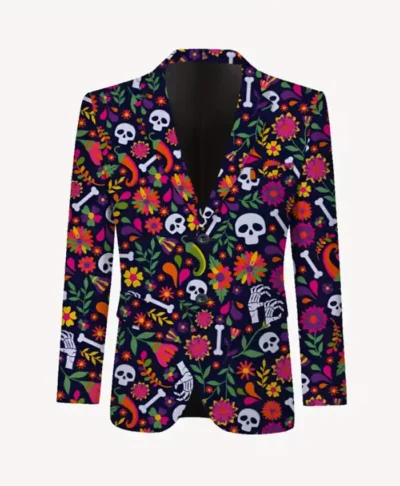 Skull Floral Print Suit