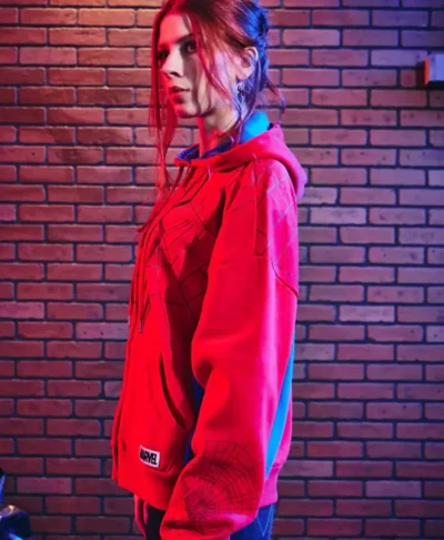 Spider-Man Girls Red Oversized Hoodie