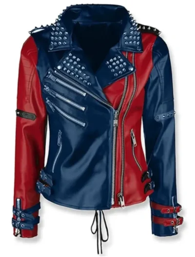 Suicide Squad Harley Quinn Red and Blue Leather Jacket