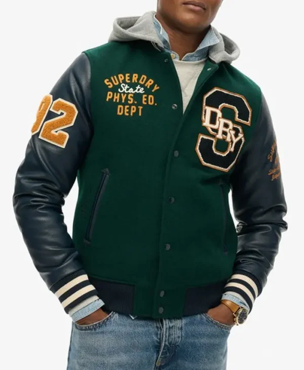 Superdry College Patched Varsity Bomber Hooded Jacket
